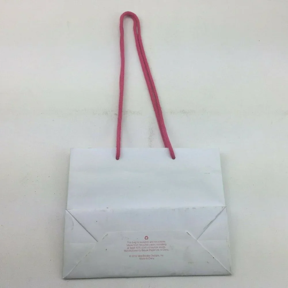 Vera Bradley Shopping Bag Rope Strings White Pink Reusable 10